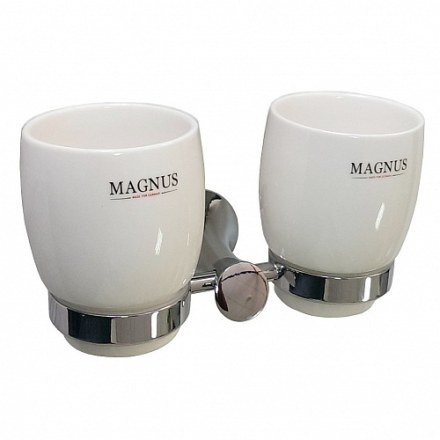 Стакан двойной керамический с креплением к стене MAGNUS 85160