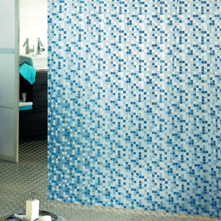 Штора для ванны 180Х200 ПВХ MOSAICO синяя