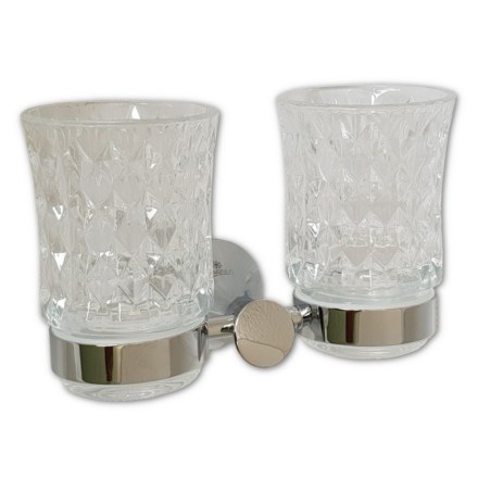 Стакан двойной из резного стекла с креплением к стене MAGNUS 85161