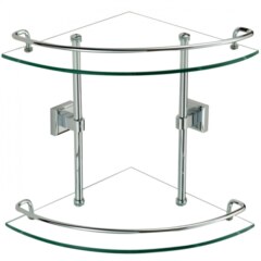 Полка угловая двойная стеклянная Savol S-095322 хром