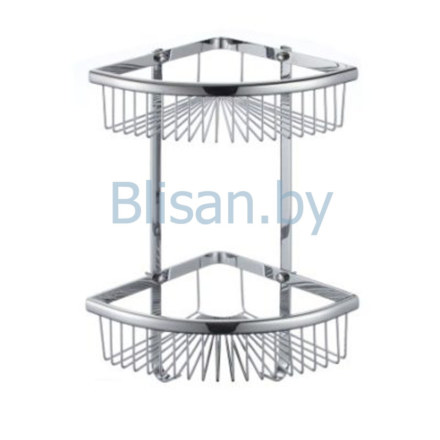 Полка угловая двойная латунь KH-005854