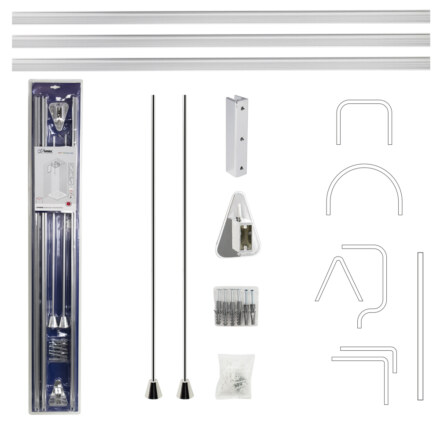 Карниз в ванную универсальный хром. с гибкой перекладиной 100012