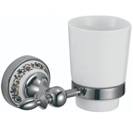 Стакан керамический с настенным держателем Savol S-06858A хром