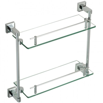 Полка прямая двойная стеклянная Savol 40 см S-09522 хром