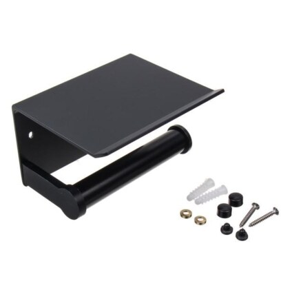 Держатель для туалетной бумаги с полочкой черный S-00AK56