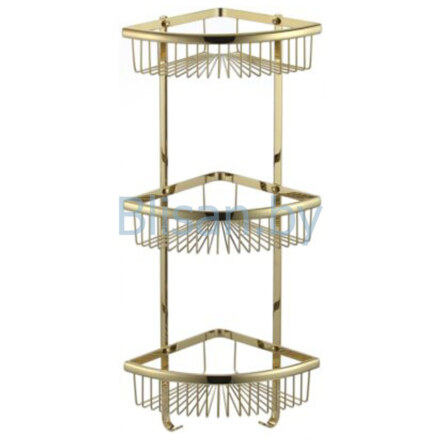 Полка угловая тройная латунь KHВ-005854