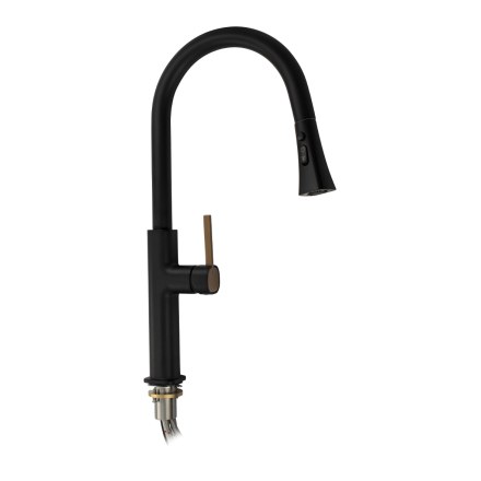 Смеситель кухонный излив вытяжной, черный MAGNUS 8239