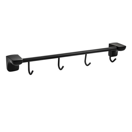 Вешалка с четырьмя крючками, прямая , чёрного цвета TITAN 76205