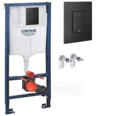 Инсталляция Grohe для подвесного унитаза 3 в 1 Solido 38811KF0 черная клавиша