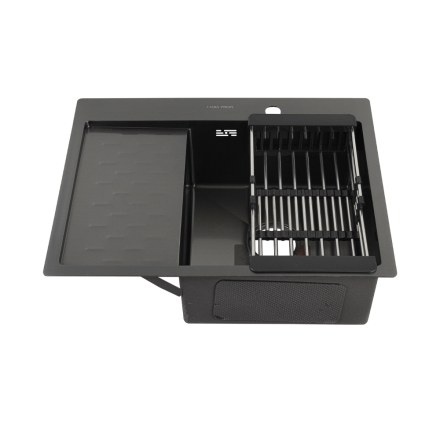 Мойка врезная 63х50х20см ПРАВАЯ ГРАФИТ толщина 3,0 х 0,8 мм FABIA PROFI 63503RG