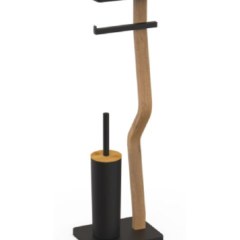 Стойка напольная черная/дерево CASPIAN 90044
