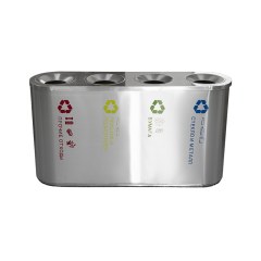 Урна для РАЗДЕЛЬНОГО сбора мусора 4 СЕКЦИИ из нержавеющей стали на 320 л САТИН САНАКС 2111