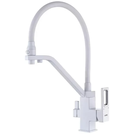 Смеситель для кухни под фильтр с гибким изливом Gappo Futura G4317-8 Белый