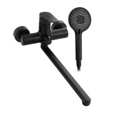 Смеситель в ванную длинный излив чёрный MAGNUS 8770