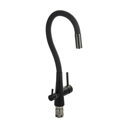 Смеситель кухонный гибкий излив черный MAGNUS 91126